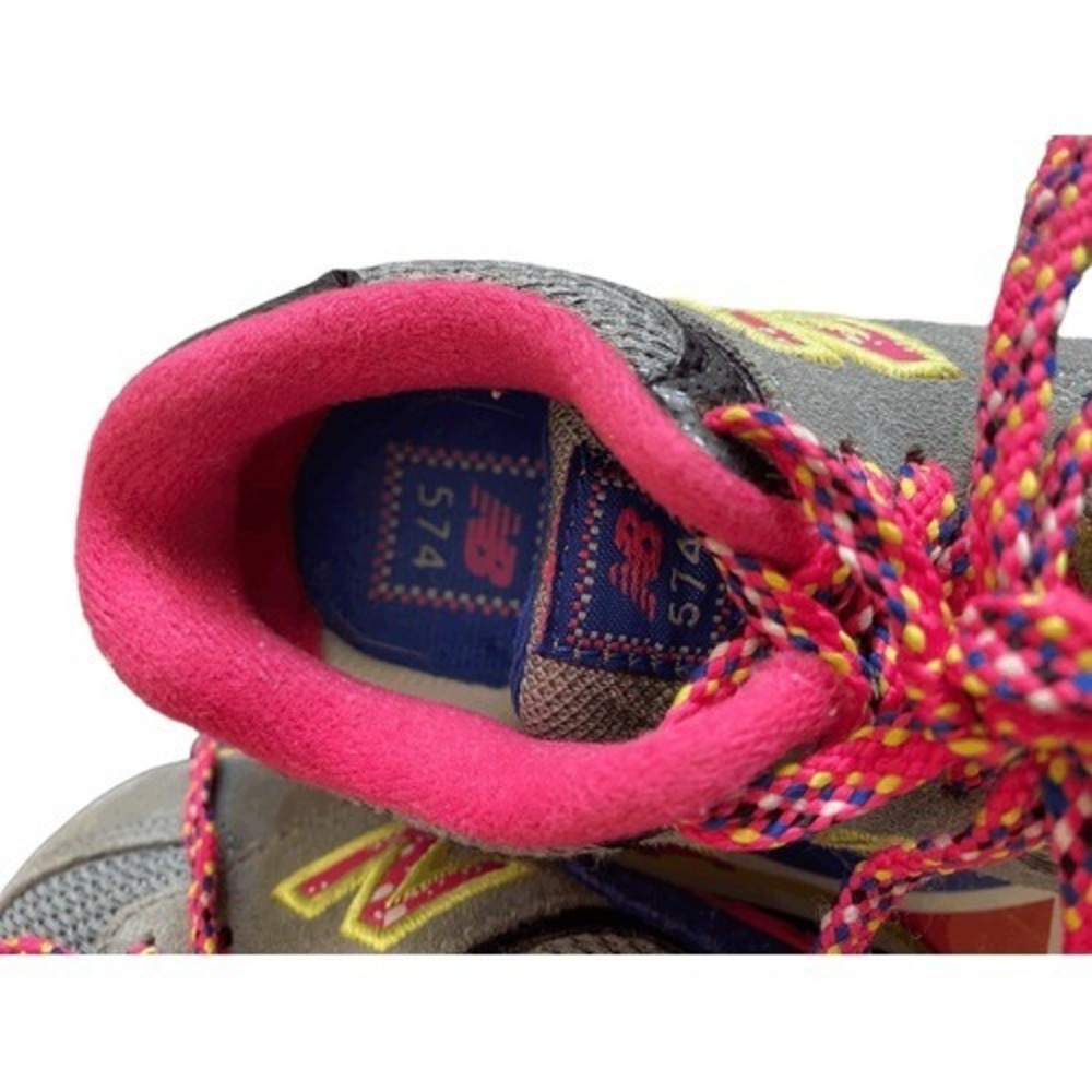 New Balance 574 Kids Sneakers Grey Pink Blue Yellow KL574O6I Size 5 M - Picture 4 of 6